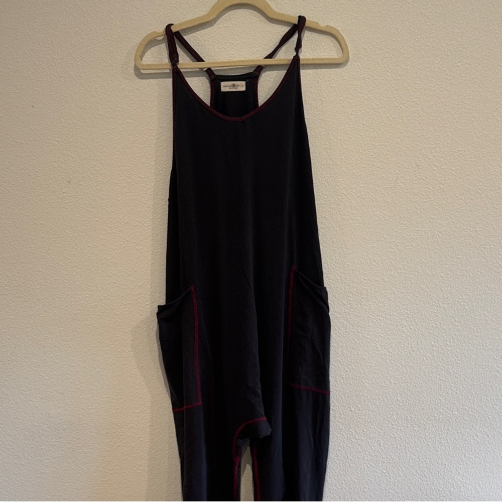 NATURAL LIFE Dark Jumpsuit with Subtle Red Highlights